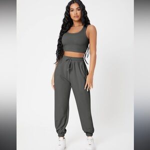 SHEIN Charcoal Two-Piece Jogger Set